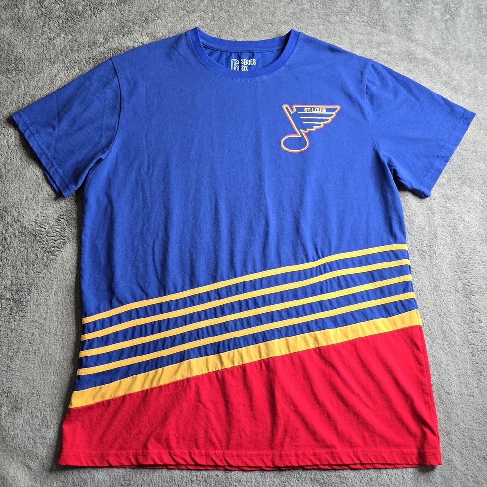 St Louis Blues Vintage Series Six NHL TShirt Mens XL Blue Red S/S Hockey